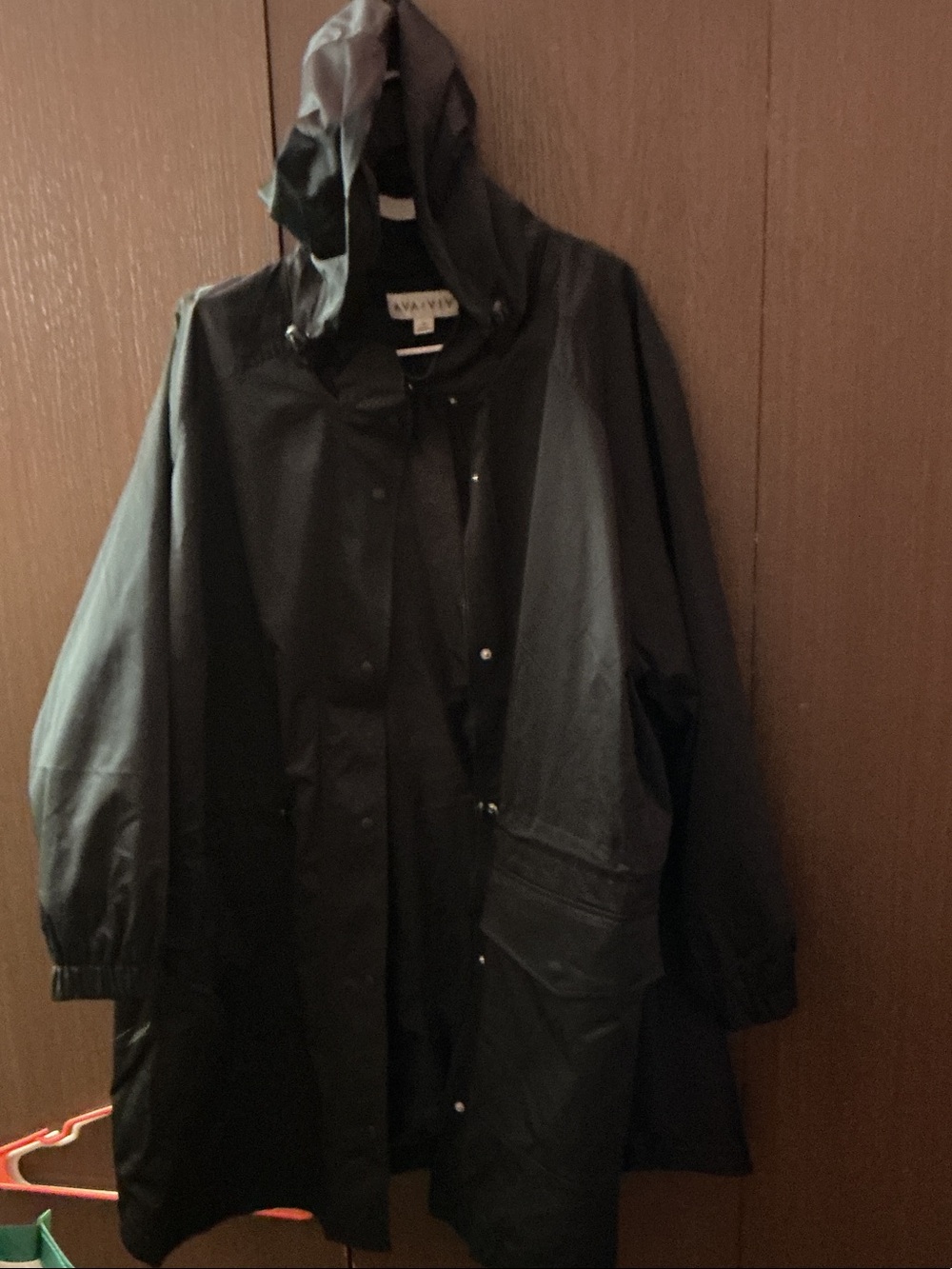 Ava & Viv Black Hooded Trench Coat (curved hem)